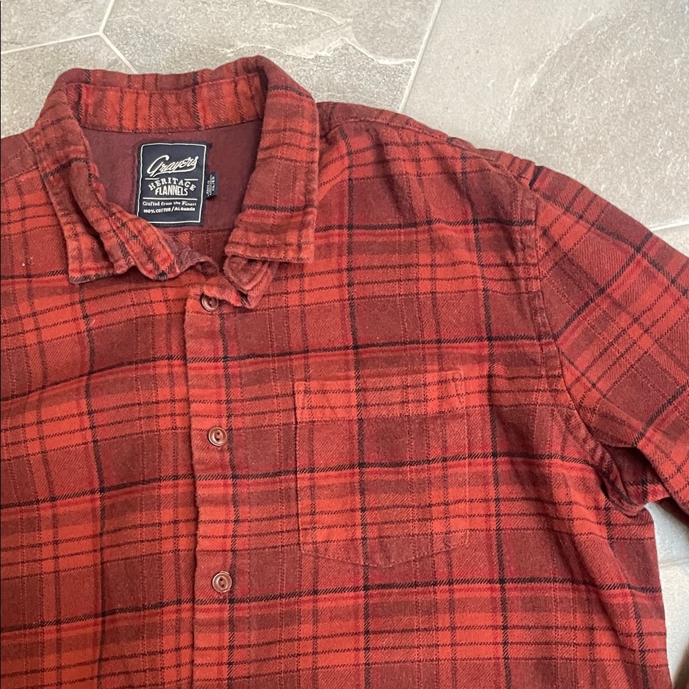 Grayers Men’s Heritage Flannel Shirt | Red Plaid | Size XL